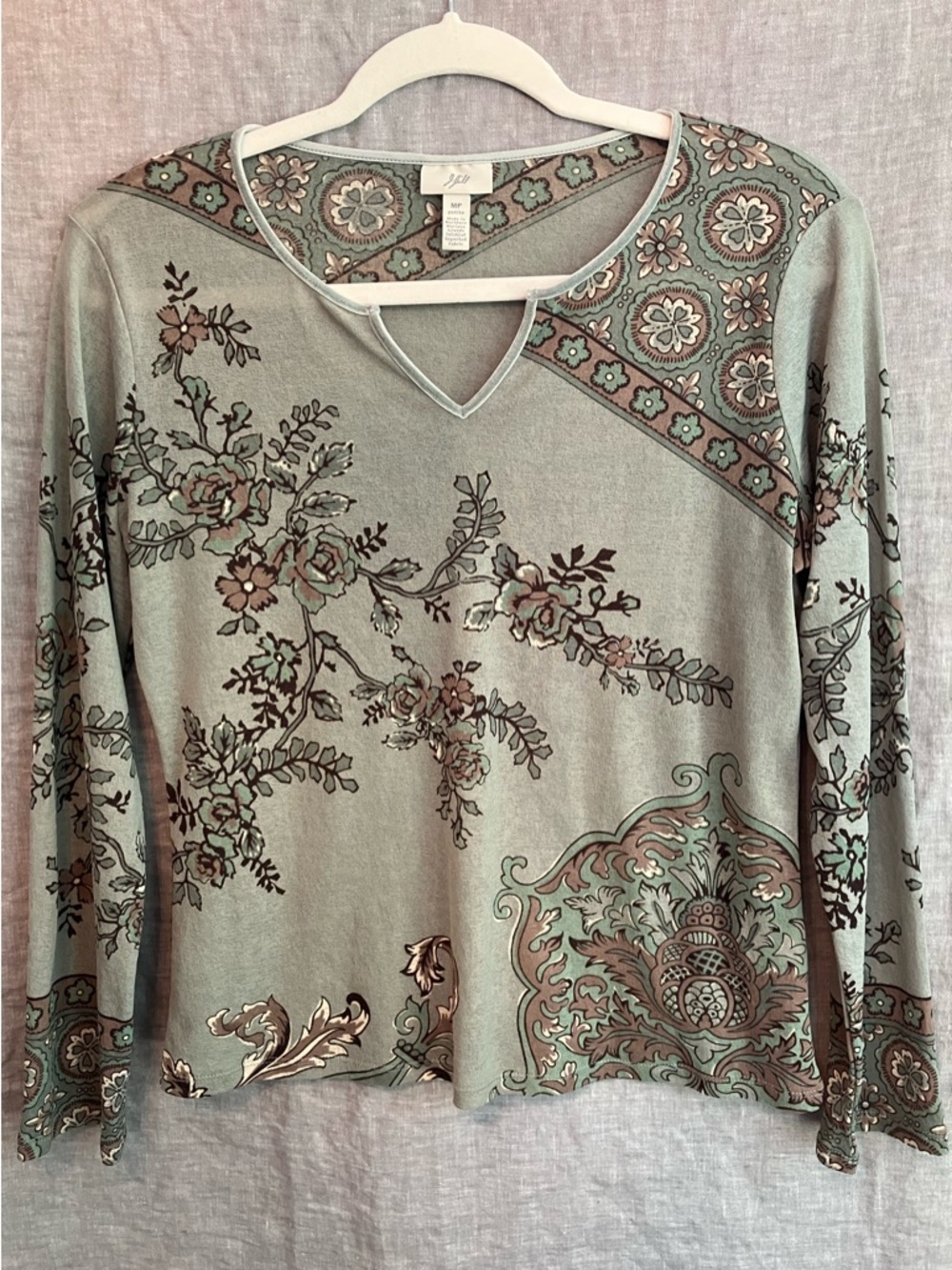 Vintage 90s Y2K J. Jill green top with 3/4 sleeves